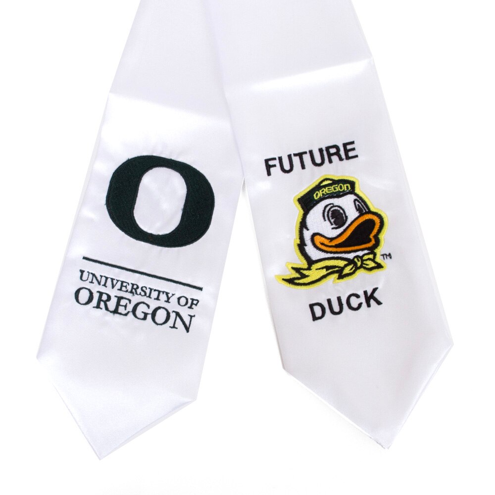 Classic Oregon O, Josten's, White, Stole of Gratitude, Grad, Future Duck, 156142